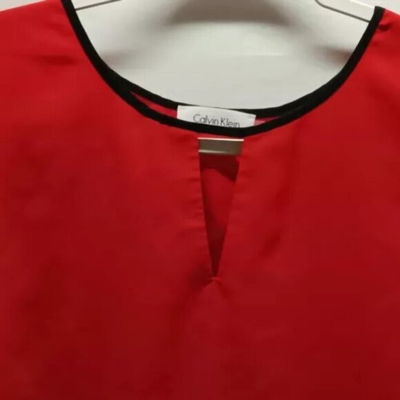 Calvin Klein Women's Sleeveless Pullover Blouse Red Small Lightweight Office GUC - Picture 2 of 9